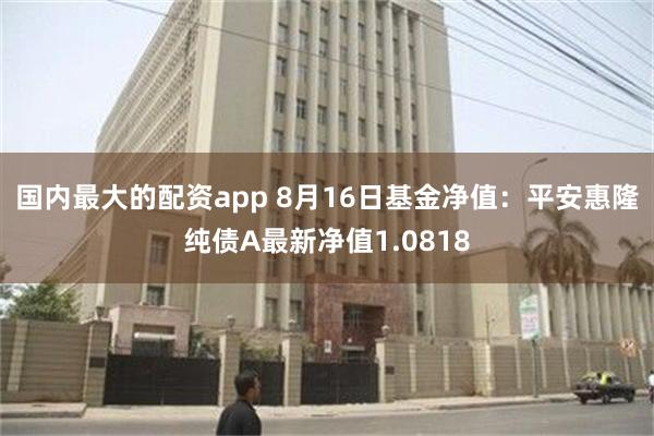 国内最大的配资app 8月16日基金净值：平安惠隆纯债A最新净值1.0818